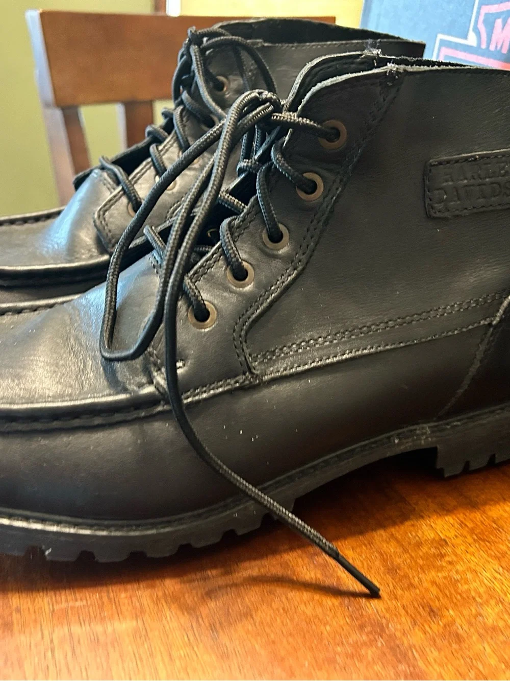 Harley-Davidson Men's Black Leather Lace-Up Motorcycle Boots 11.5